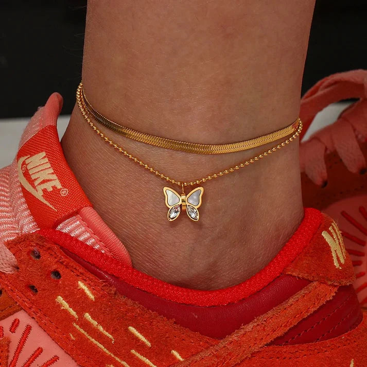 Opal Butterfly Anklet