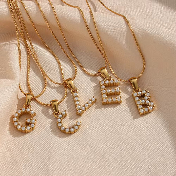 Pearl Initial Necklace