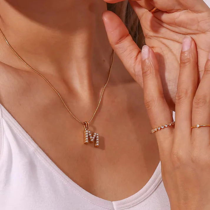 Pearl Initial Necklace